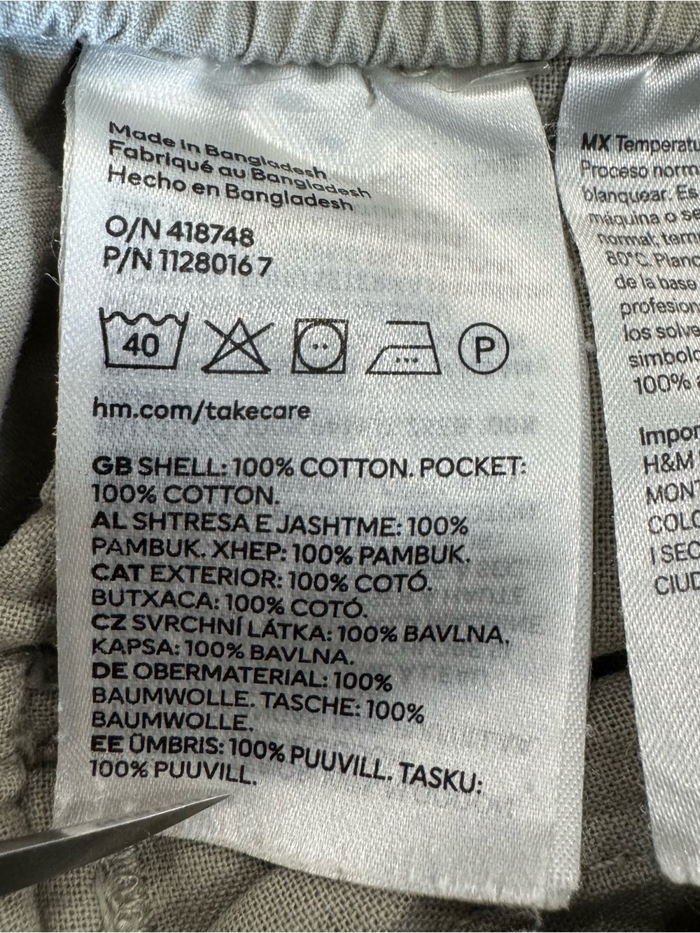 H&M - Men’s Grey Lightweight Cargo Pants - Size M -  100% Cotton - Utility Style - Picture 11 of 12
